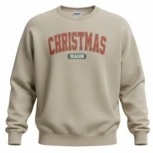 Christmas Season Graphic Gildan Heavy Blend Sweatshirt Beige M